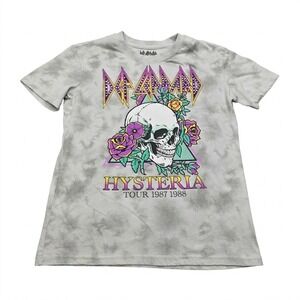 Def Leppard Hysteria Tour 1987-1988 T-Shirt Small Gray Tie Dye Skull Roses 2024